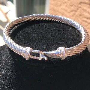 Sterling Silver Twisted Bangle Hook Bracelet